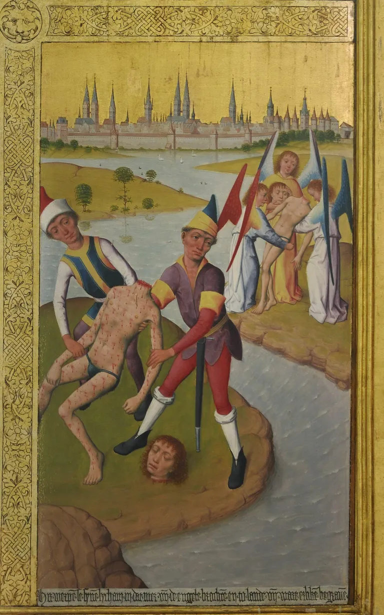 (2) Lübecki meistri Hermen Rode töökoda. Niguliste kiriku peaaltari retaabel. 1478–1481. Püha Viktori legend. Eesti Kunstimuuseum – Niguliste muuseum.