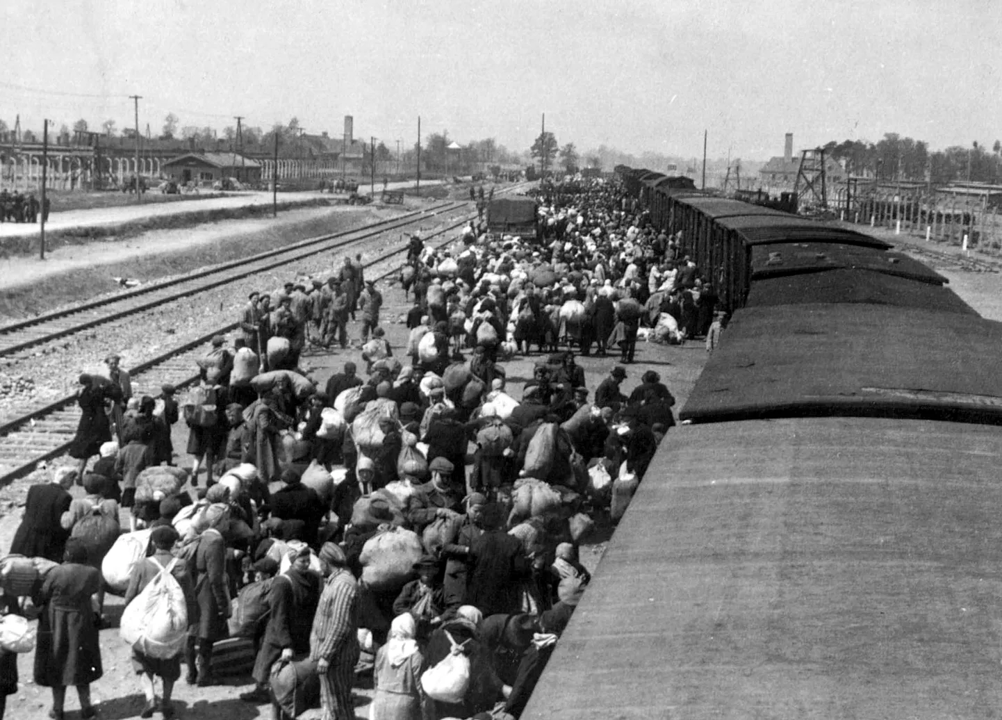 Juudid 1944. aastal Poolas Oswiecimis rongilt maha astumas ja Auschwitzi-Birkenau koonduslaagrisse suundumas.
