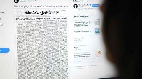 New York Times напечатала на первой полосе имена жертв коронавируса в США