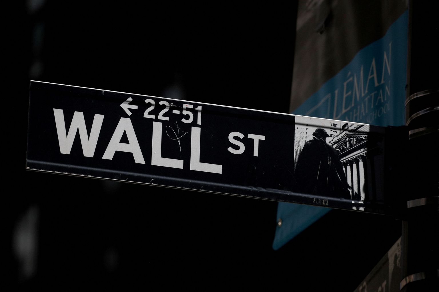 Wall Streeti tänavasilt New Yorgi börsi lähedal.