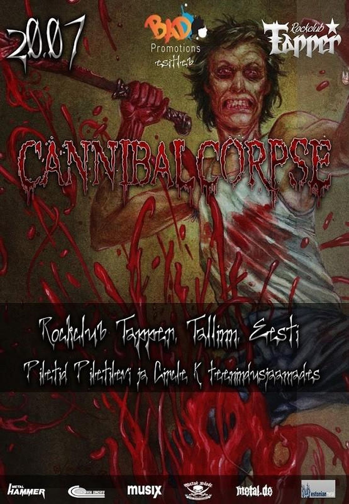 Cannibal Coprse´i Tallinna kontserdi plakat.