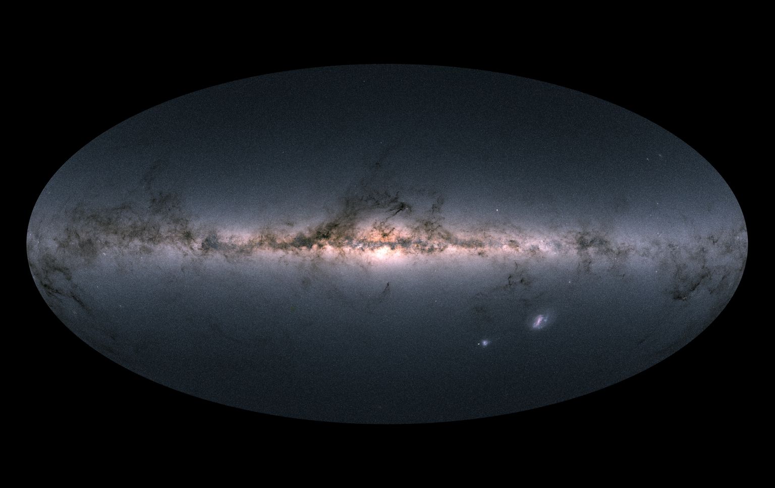 GAIA missiooni avaldatud pildil paistab Linnutee galaktika koos oma lähemate naabritega.