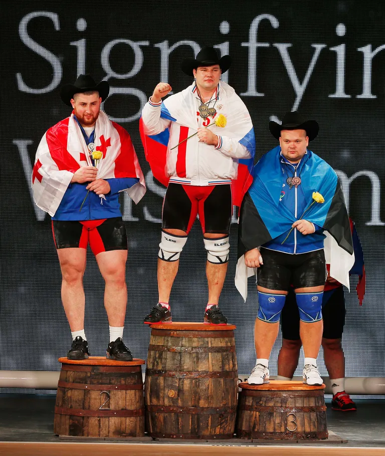 Poodium mullu Houstonis. Vasakult Laša Talakhadze, Aleksei Lovtšev ja Mart Seim. Foto: