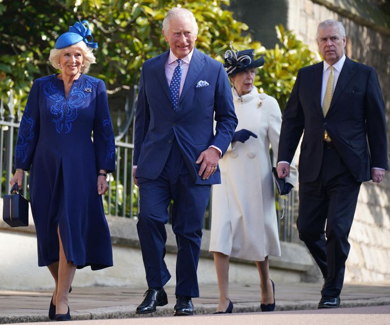 Kuninganna Camilla, kuningas Charles, printsess Anne ja printsess Andrew.