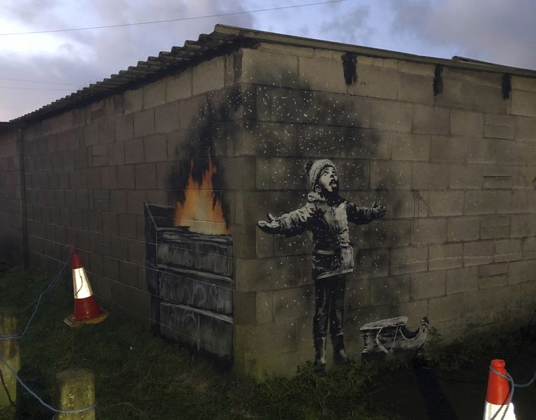 Tänavakunstnik Banksy seinajoonistus Walesis Port Talbotis