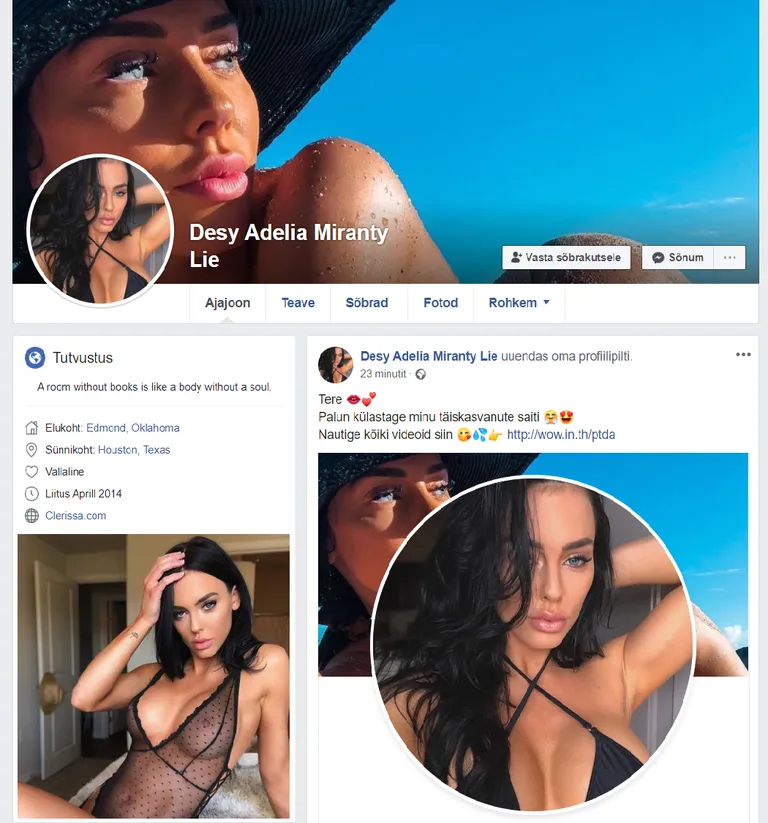 Desy Adelia jahib Facebookis sõpru.