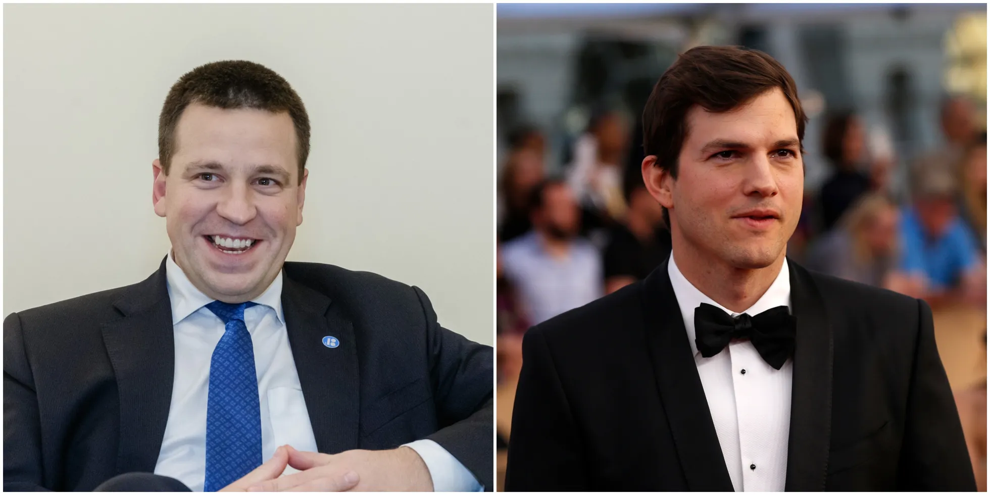 Vasakul: Jüri Ratas, foto: Konstantin Sednev/Scanpix. Paremal: Ashton Kutcher, foto: Reuters/Scanpix