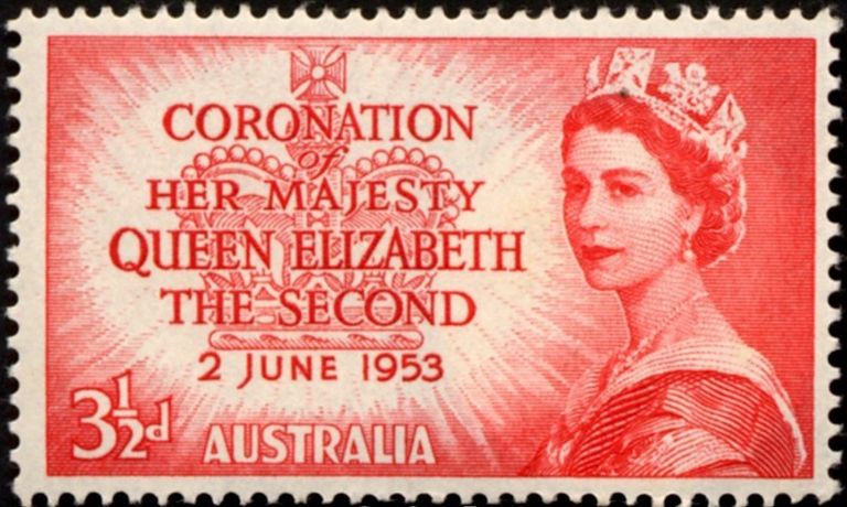 Почтовая марка Австралии, выпущенная к коронации Елизаветы II