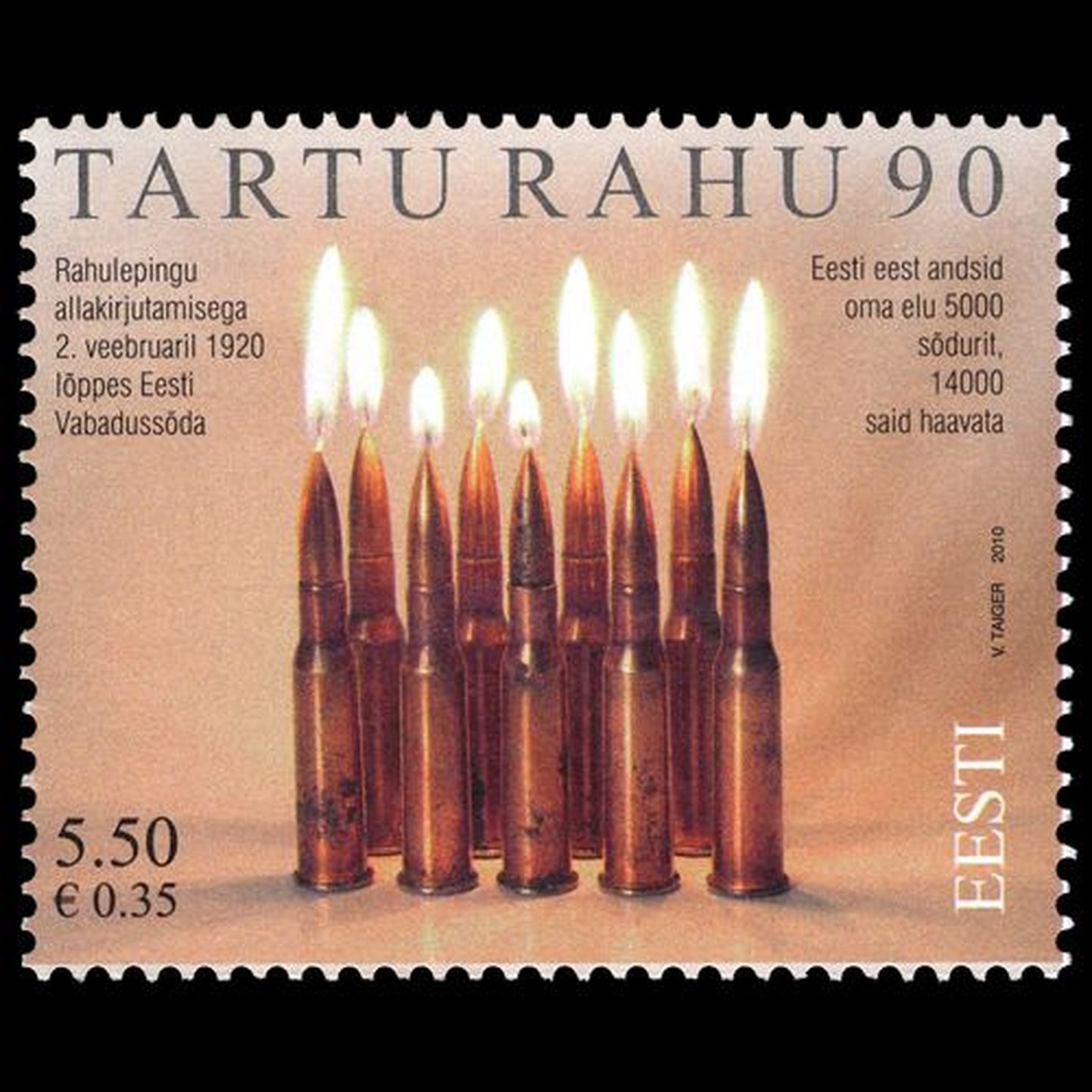 Uus postmark – "90 aastat Tartu rahulepingu sõlmimisest".