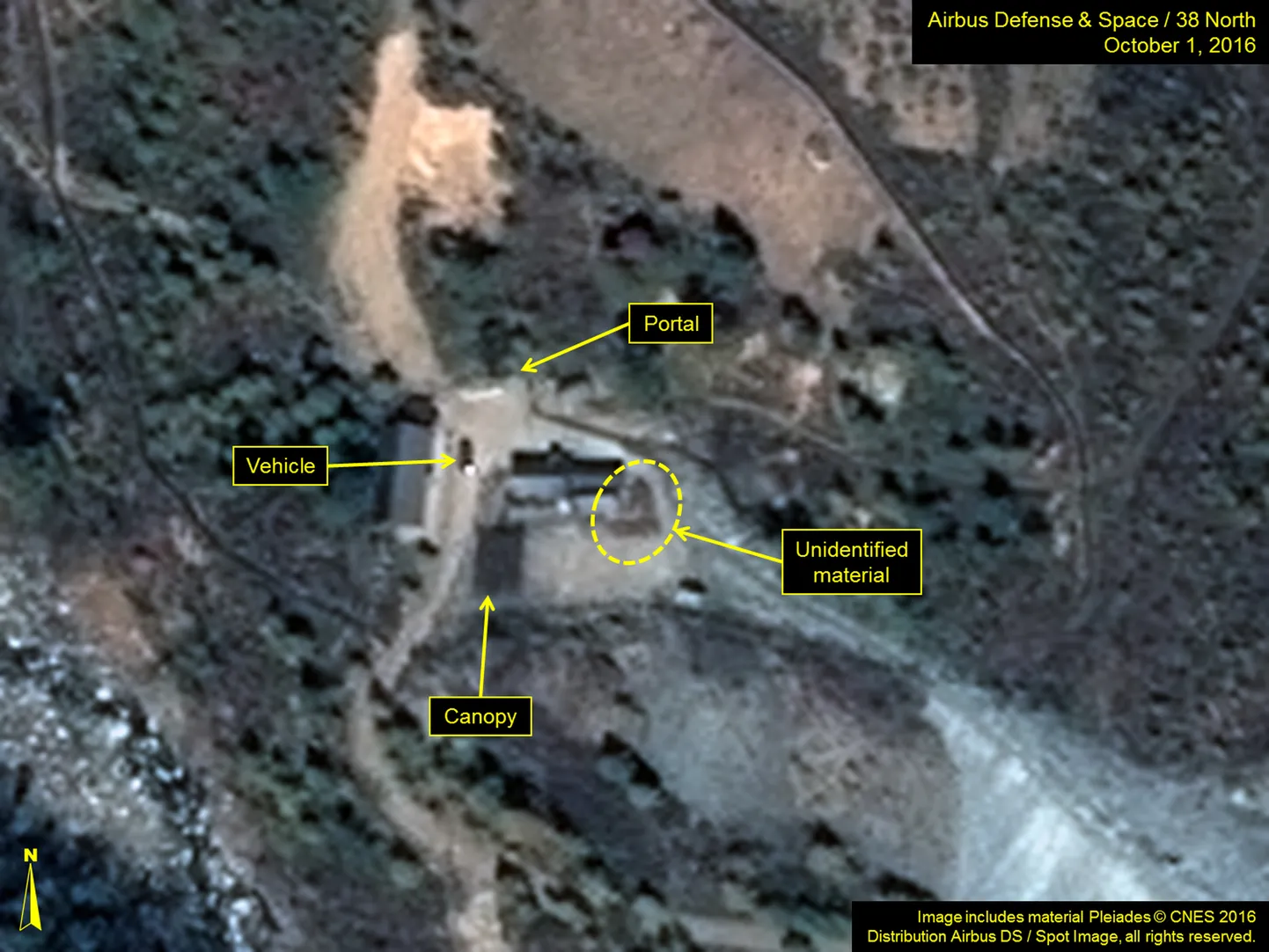 Punggye-ri tuumapolügon satelliidipildil.