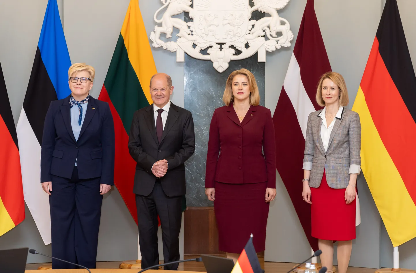 Balti riikide peaministrite ja Saksamaa liidukantsleri Olaf Scholzi kohtumine Riias.