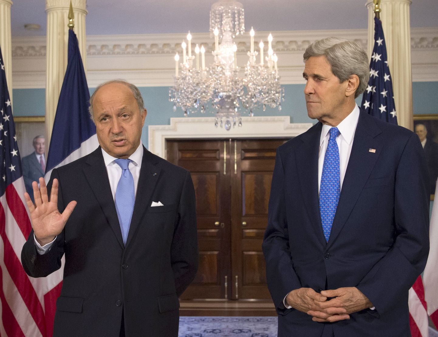 USA välisminister John Kerry (paremal) koos Prantsuse kolleegi Laurent Fabiusiga.
