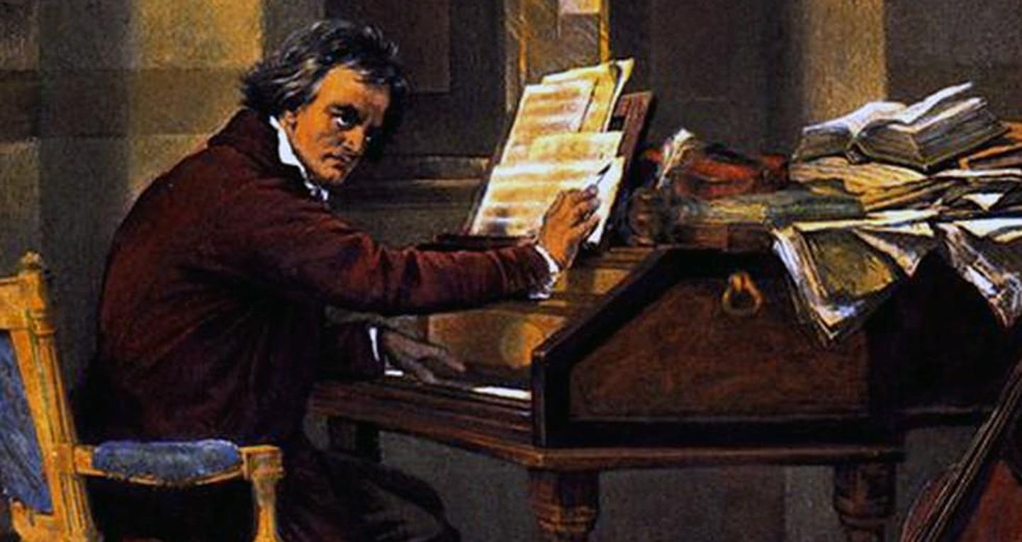 Ludwig van Beethoven tööhoos. Fragment Carl Bernard Schloesseri maalist.