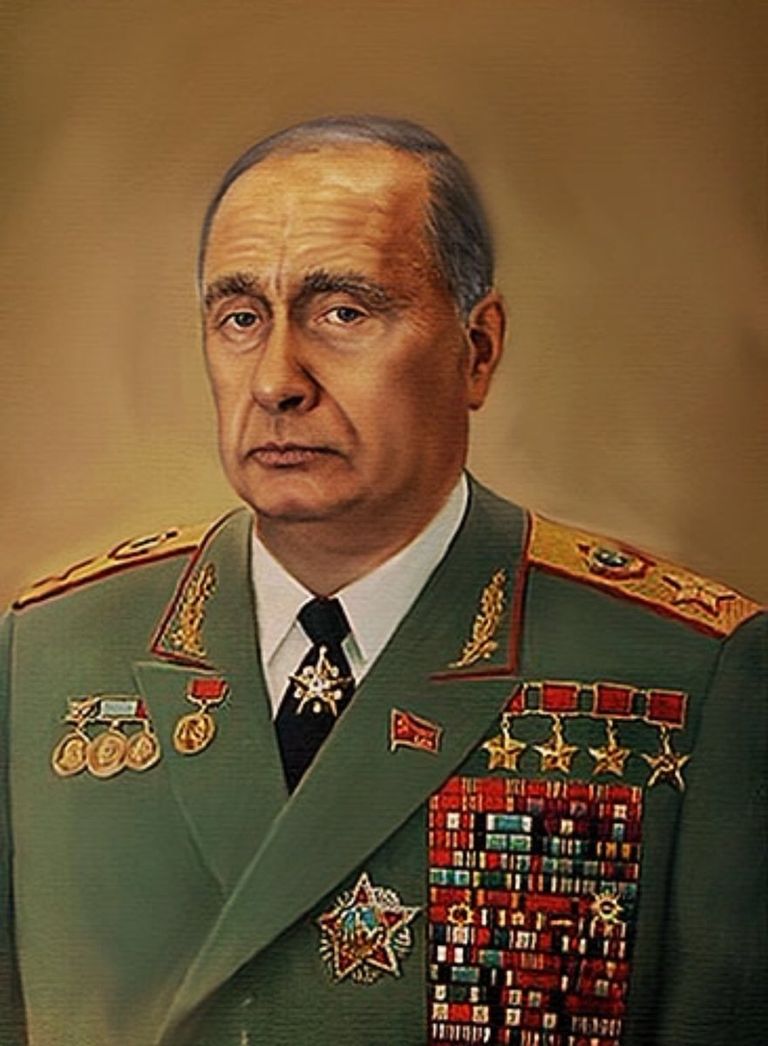 Сатирическое изображение Путина в образе Брежнева.