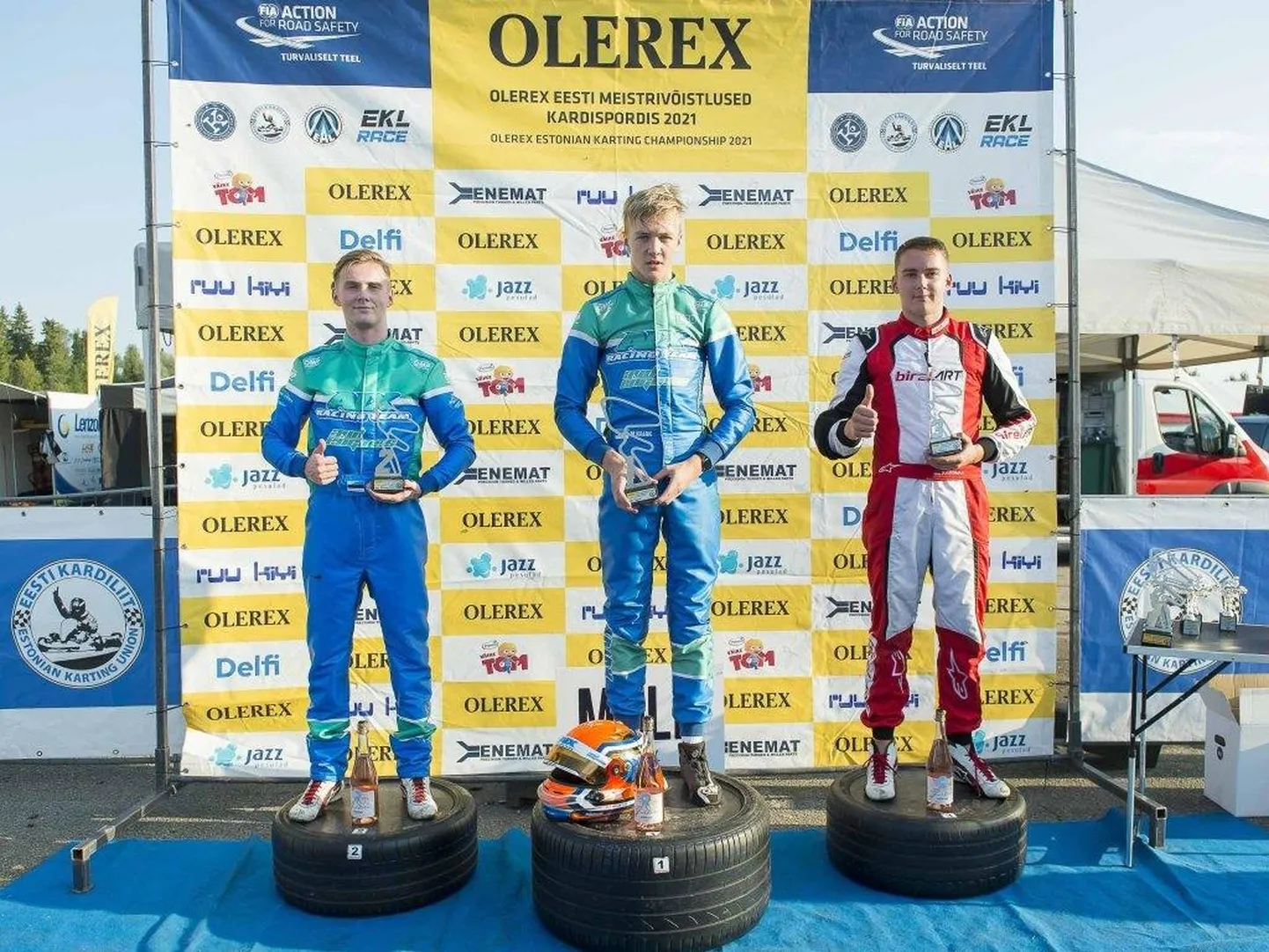 KZ2 klassi poodium: (vasakult) Sten Dorian Piirimägi, Markus Kajak ja Karl Leesmaa.