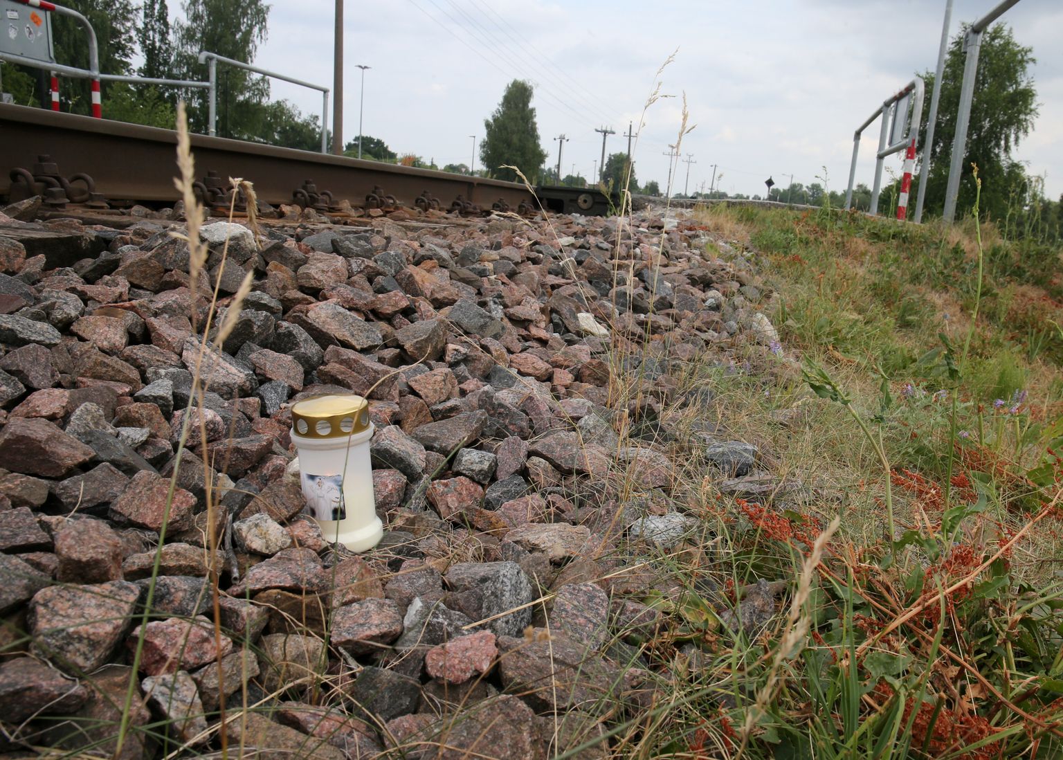 Tartus Roopa tänava juures oleva raudtee ülekäigukoha ees on küll torupiirded, kuid rattur nende juures pidama ei jäänud ja sõitis rongile ette.