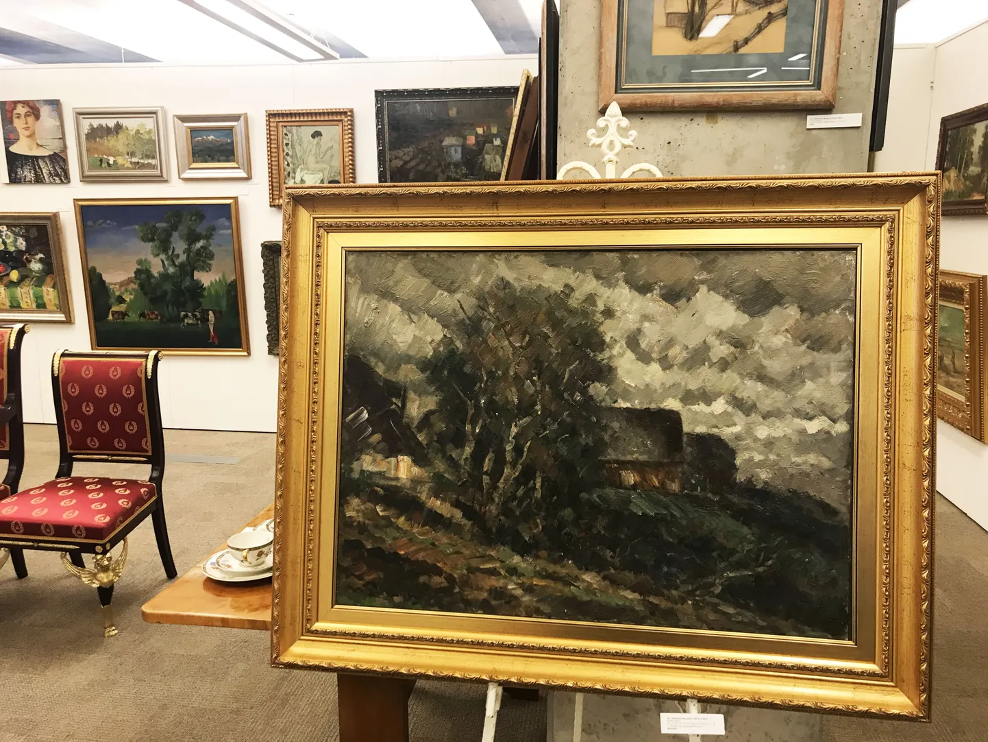 Vilhelms Purvītis (1872-1945) "Pelēka diena" 20. gs. 20. g. Kartons, eļļa 51.3x72.3 cm. Sākuma cena 55 000 eur