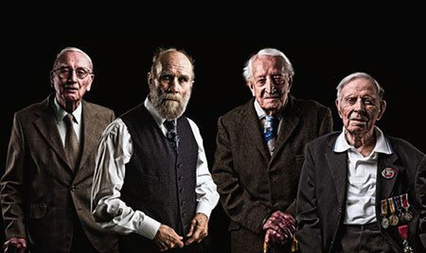 FHMi palgatud neli 100-aastast kolumnisti (vasakult paremale) Alec Holden, Buster Martin, Eric Woodward ja Harry Patch