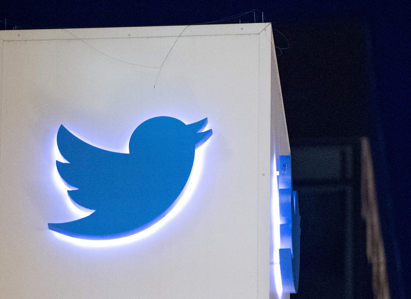 Twitteri logo San Francisco peakontoris, mida varsti kellelgi enam vaja pole.