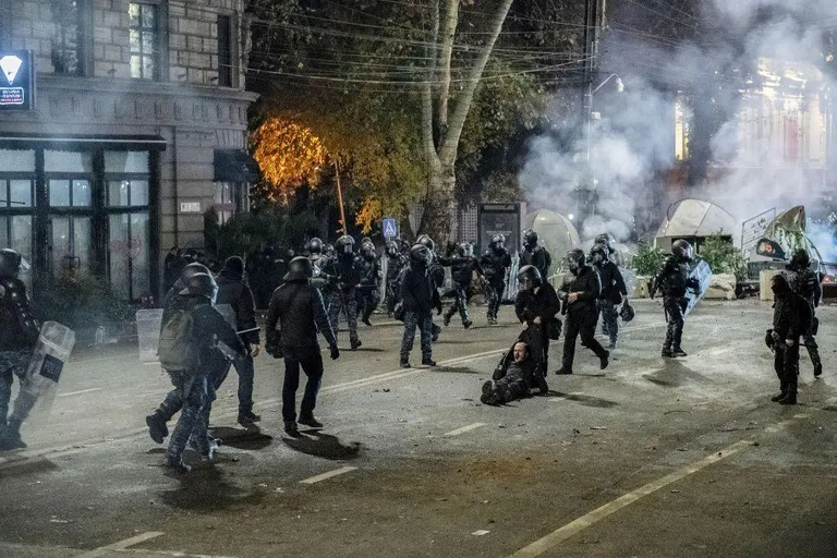 Полиция бьет протестующих в центре Тбилиси
