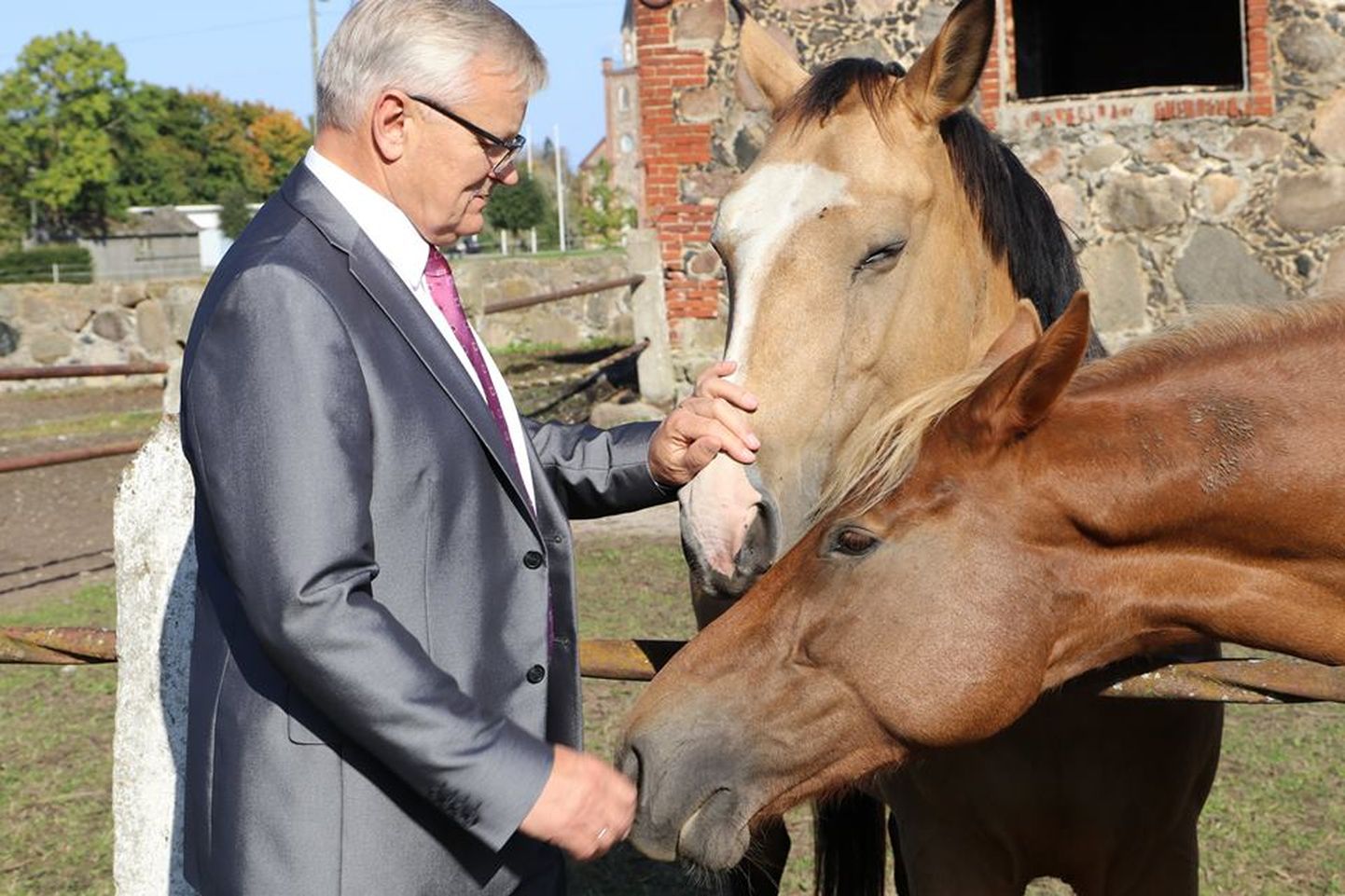 maaeluminister Tarmo Tamm Tori hobusekasvanduses.