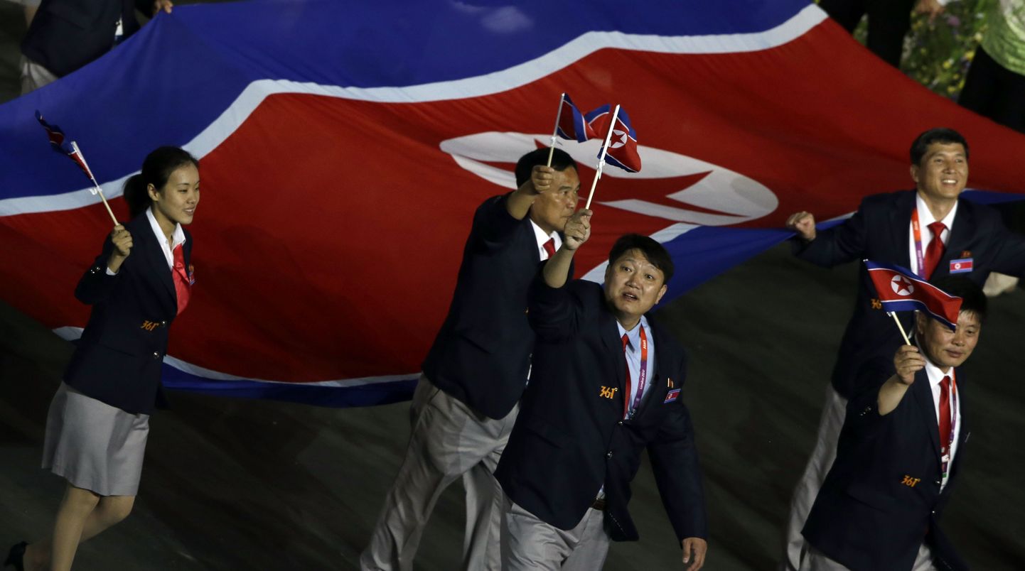 Põhja-Korea sportlased 2012. aasta Londoni olümpiamängude avamisel.