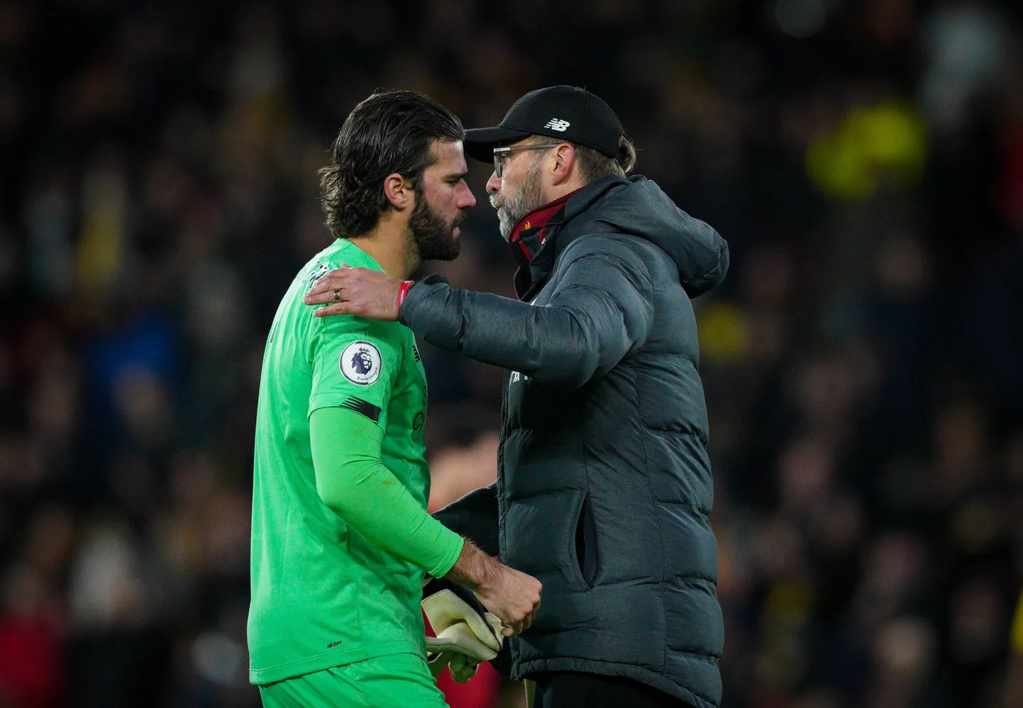 Alisson Becker (vasakul) ja Jürgen Klopp.