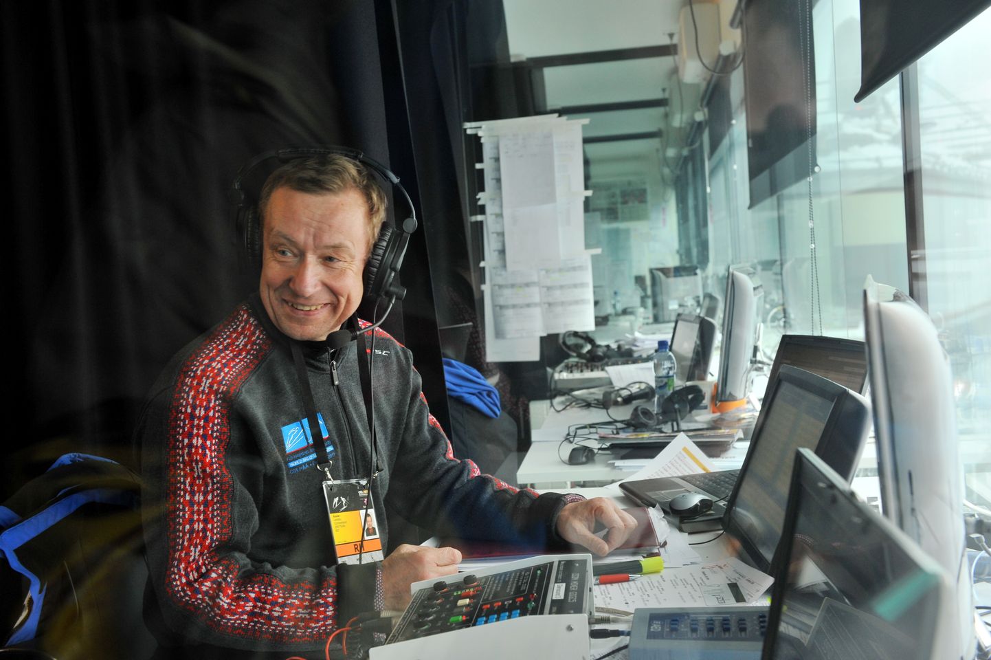 Spordireporter Lembitu Kuuse tööpostil 2011. aastal Norras Holmenkollenis, kus käisid maailmameistrivõistlused murdmaasuusatamises.