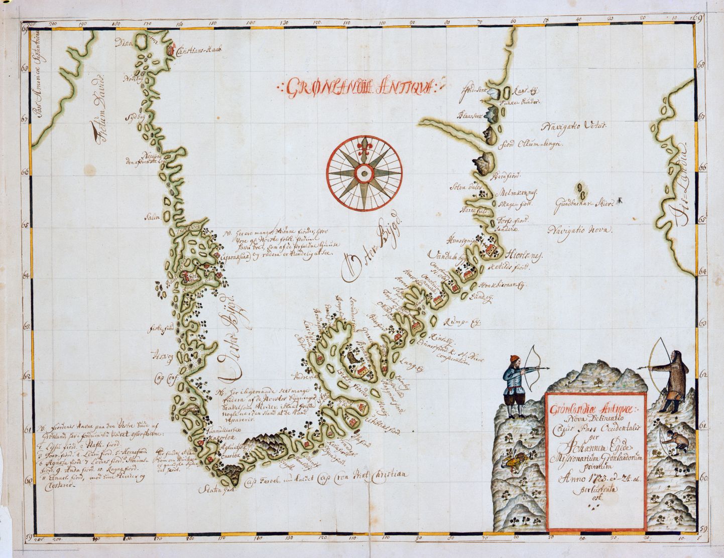 Norrakast misjonäri Hans Egede Gröönimaa 1721. aasta kaardi koopia
