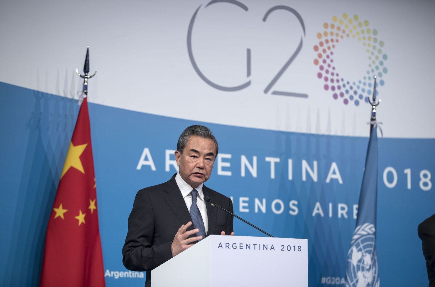 Hiina välisminister Wang Yi G20 tippkohtumisel Buenos Aireses.
