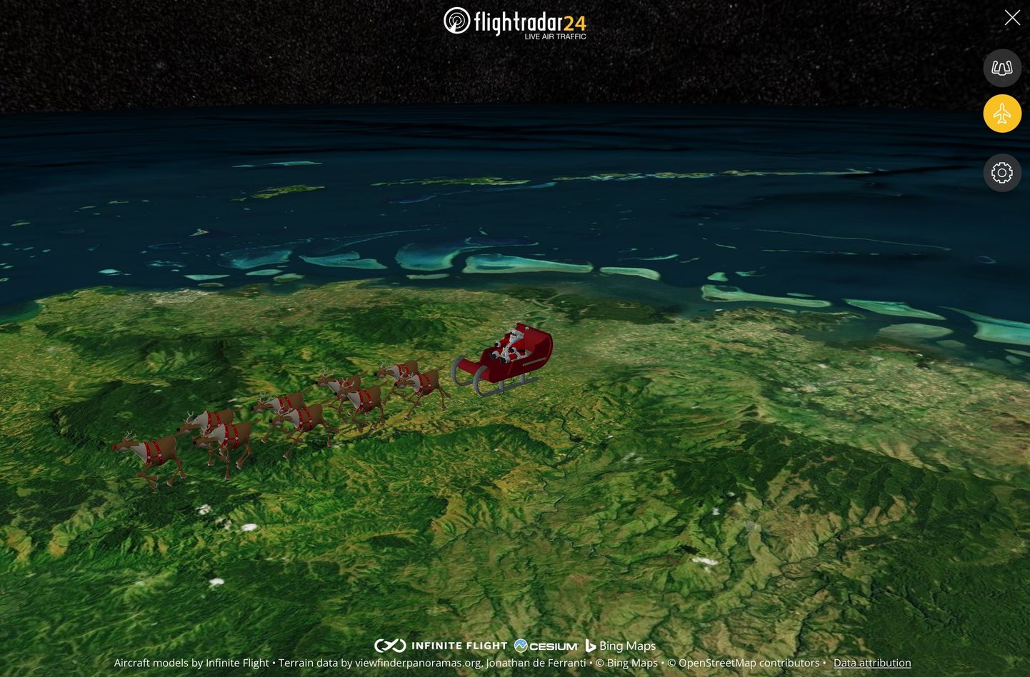 На Flightradar можно следить за полетом Санта-Клауса 🎅