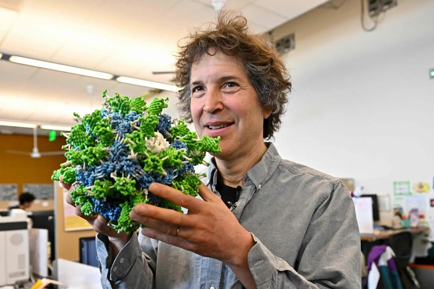 Washingtoni ülikooli arvutusbioloogia professor David Baker hoiab Washingtoni ülikoolis käes valgumudelit.