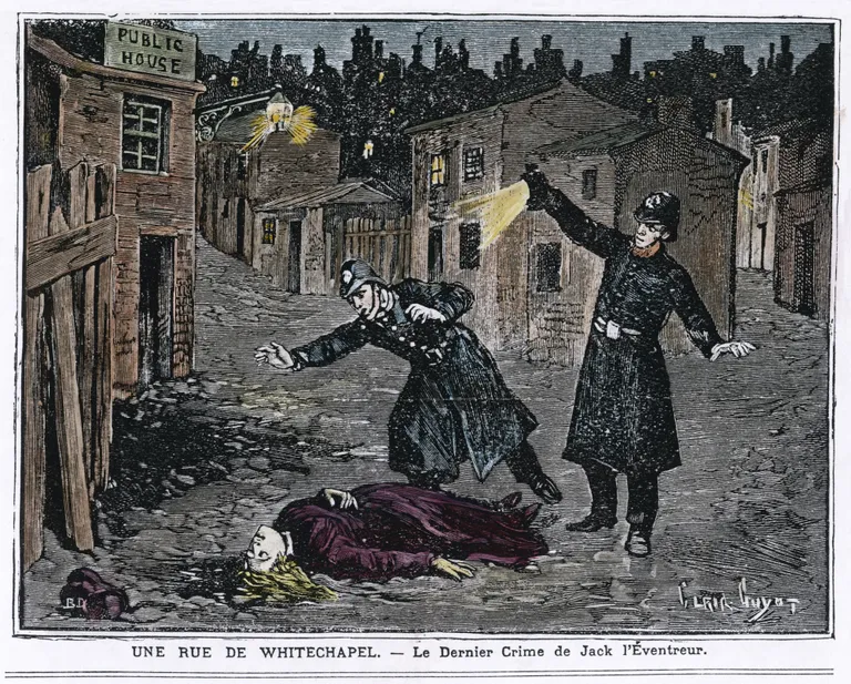 Prantsuse ajalehes 1888 ilmunud pilt, millel politsei leiab Rappija-Jacki ohvri