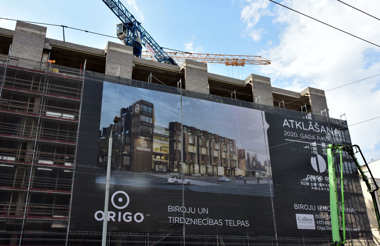 Tirdzniecības centra "Origo" jaunās piebūves būvniecība.