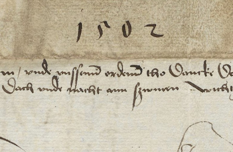 Лист письма с датой - 1502 год.
