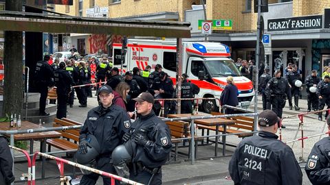 В Гамбурге полиция выстрелила в мужчину, вооруженного киркой и коктейлем Молотова, перед матчем Чемпионата Европы