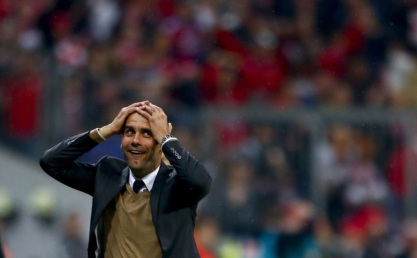 Müncheni Bayerni peatreener Pep Guardiola pärast meeskonna võitu Wolfsburgi üle.
