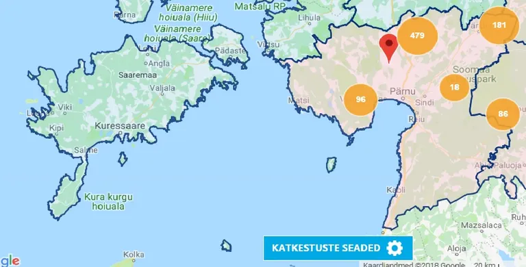 Elektrikatkestuste kaart.