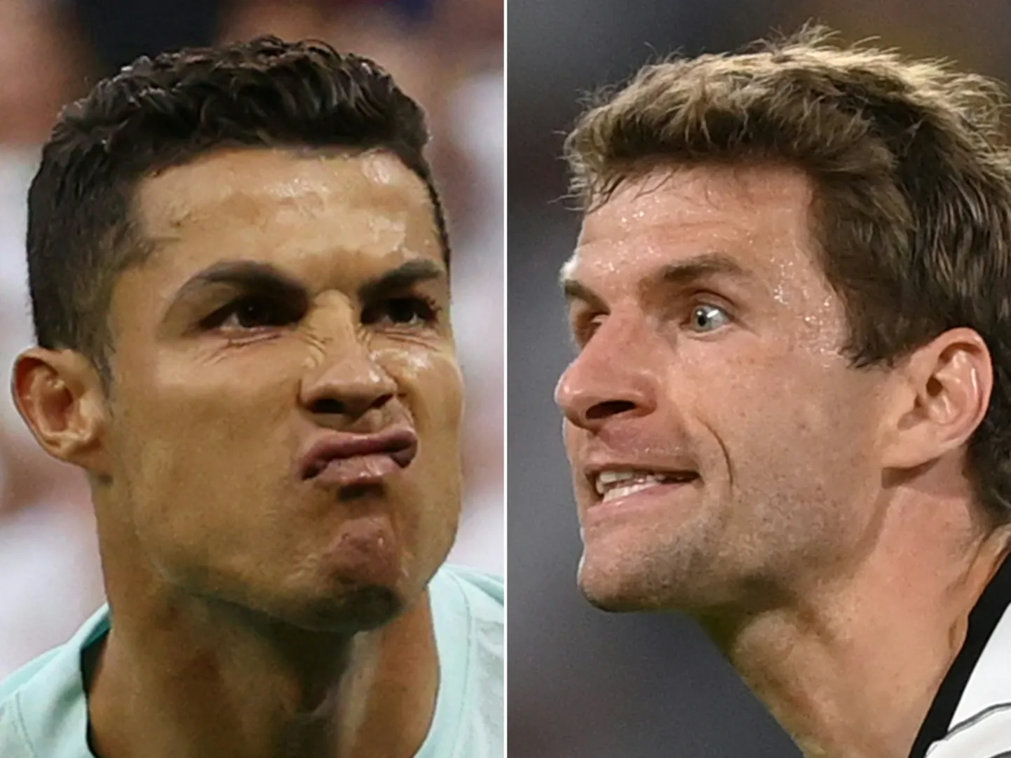 Portugallane Cristiano Ronaldo (vasakul) ega sakslane Thomas Müller ei kavatse teineteisele armu anda.