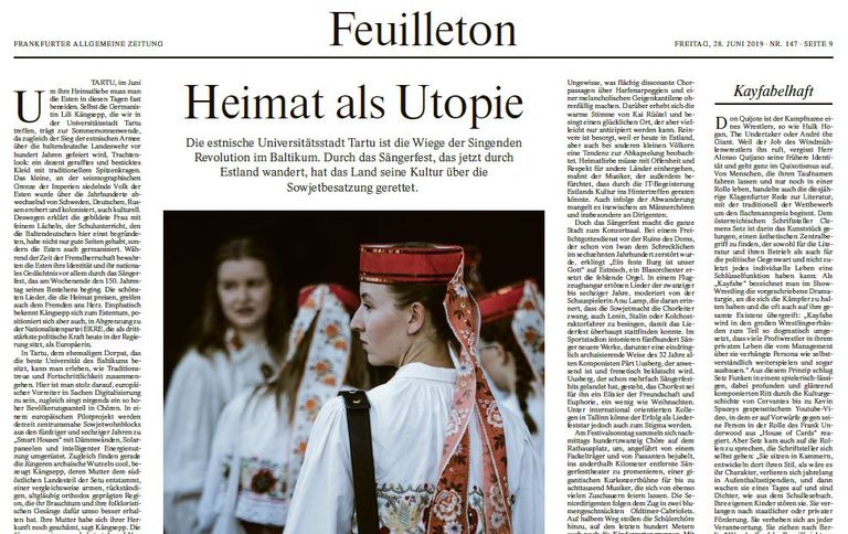 28. juunil ilmunud Frankfurter Allgemeine 9. lehekülje ülaosa.