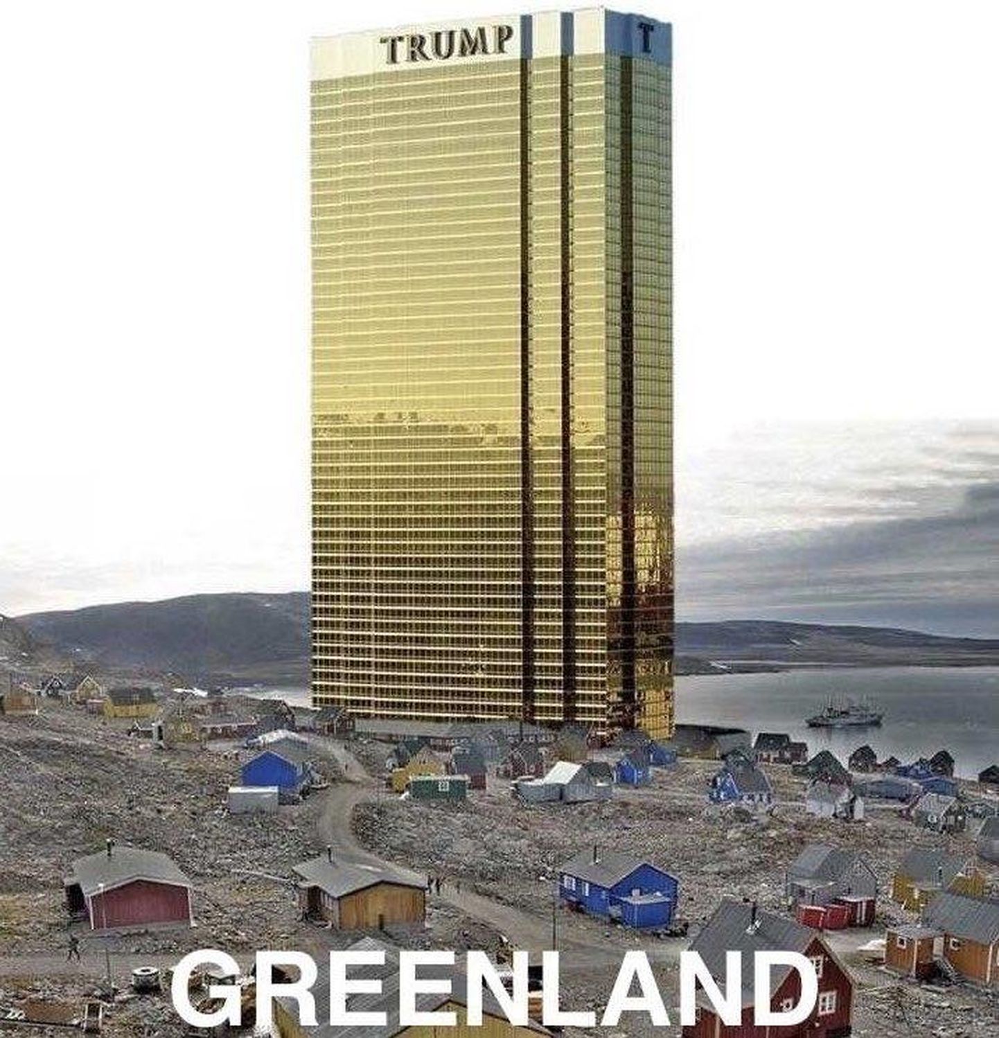 President Donald Trump levitas sotsiaalmeedias fotot Gröönimaale ehitatava Trump Toweri kujutisega, millest lubas gröönlasi siiski säästa.