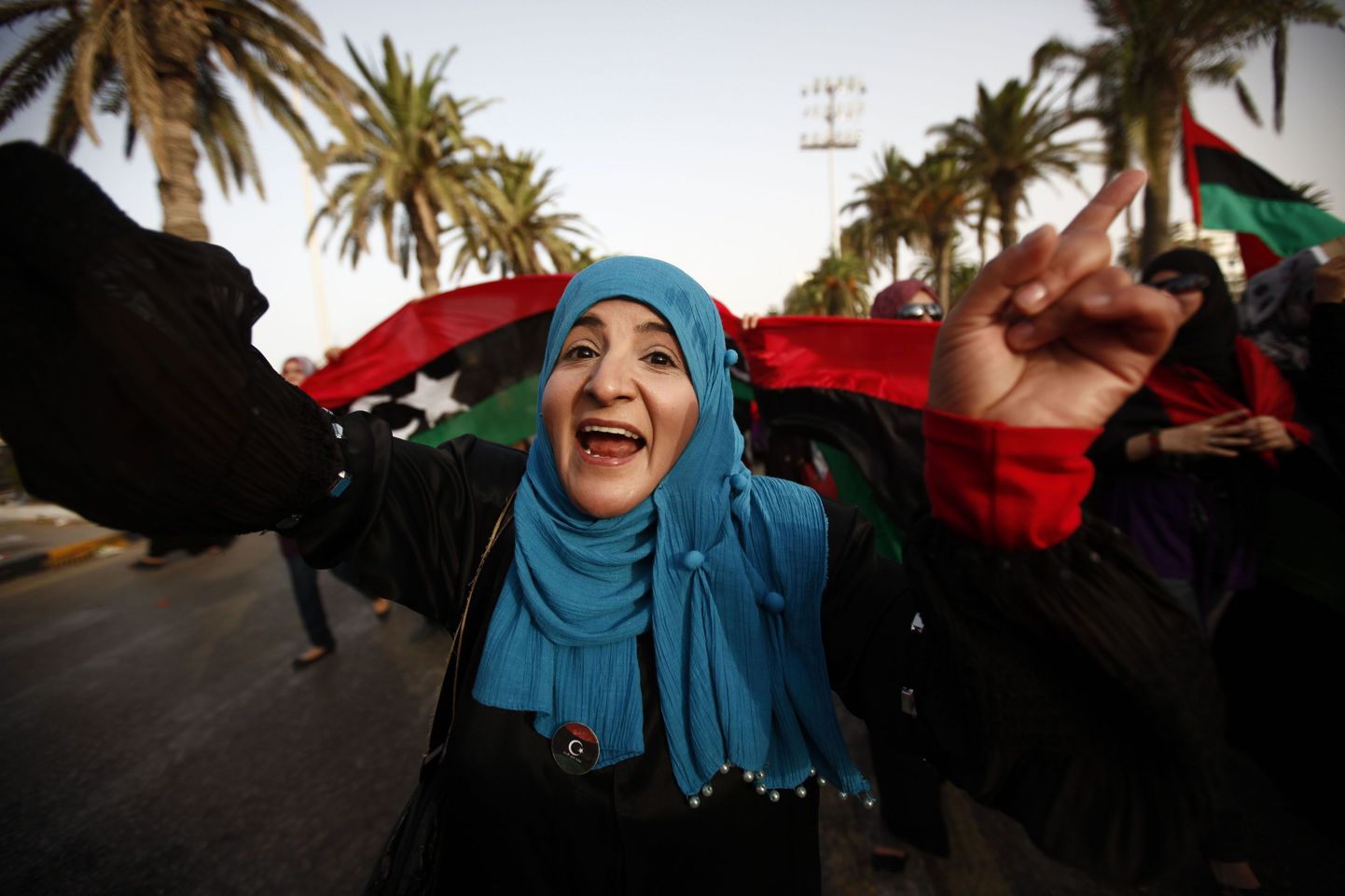 Gaddafi vastaselt meelestatud protestija Tripolis
