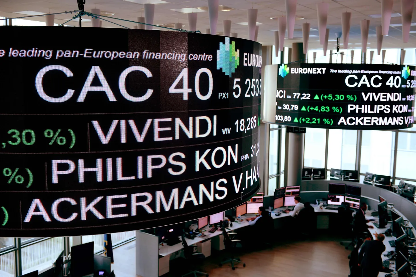 Prantsusmaa aktsiate ja Pariisi börsi hinnatikker Pan-Euroopa börsil Euronext.