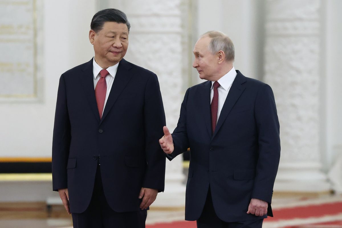 Си Цзиньпин и Путин в Кремле, 21 марта 2023 года.