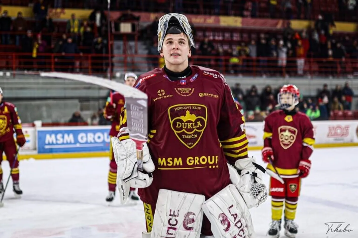 Latvijas hokeja vārtsargs Gustavs Dāvis Grigals