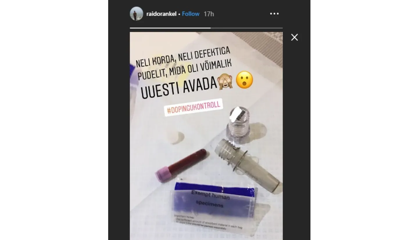 Raido Ränkelil polnud vähimatki probleemi nelja dopinguproovi anuma sulgemise ja uuesti avamisega.