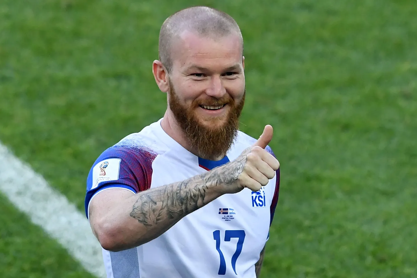 Islandi jalgpallikoondise poolkaitsja Aron Gunnarsson.