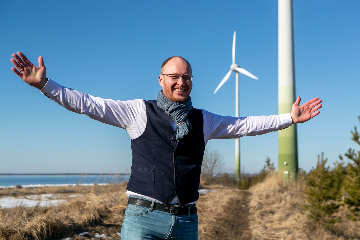 Enefit Greeni juhatuse liige Innar Kaasik Virtsu esimeses tuulepargis.