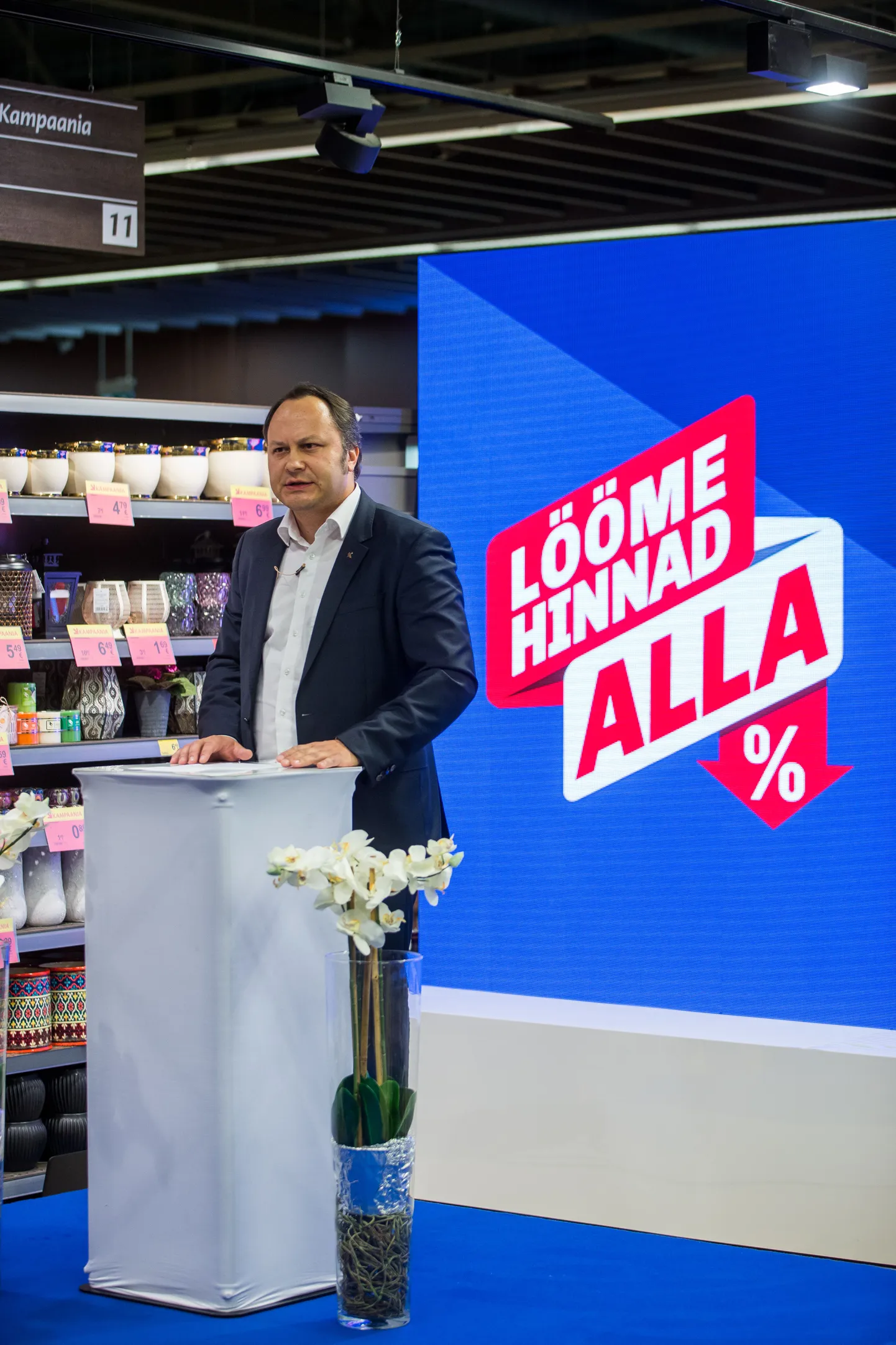 Пресс-конференция Maxima о программе "Lööme hinnad alla". На фото генеральный директор Maxima Eesti Вигинас Шапокас.
