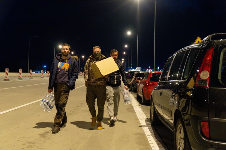 They had to drive back to a petrol station some way away from the border to eat and bring food and drink to others.